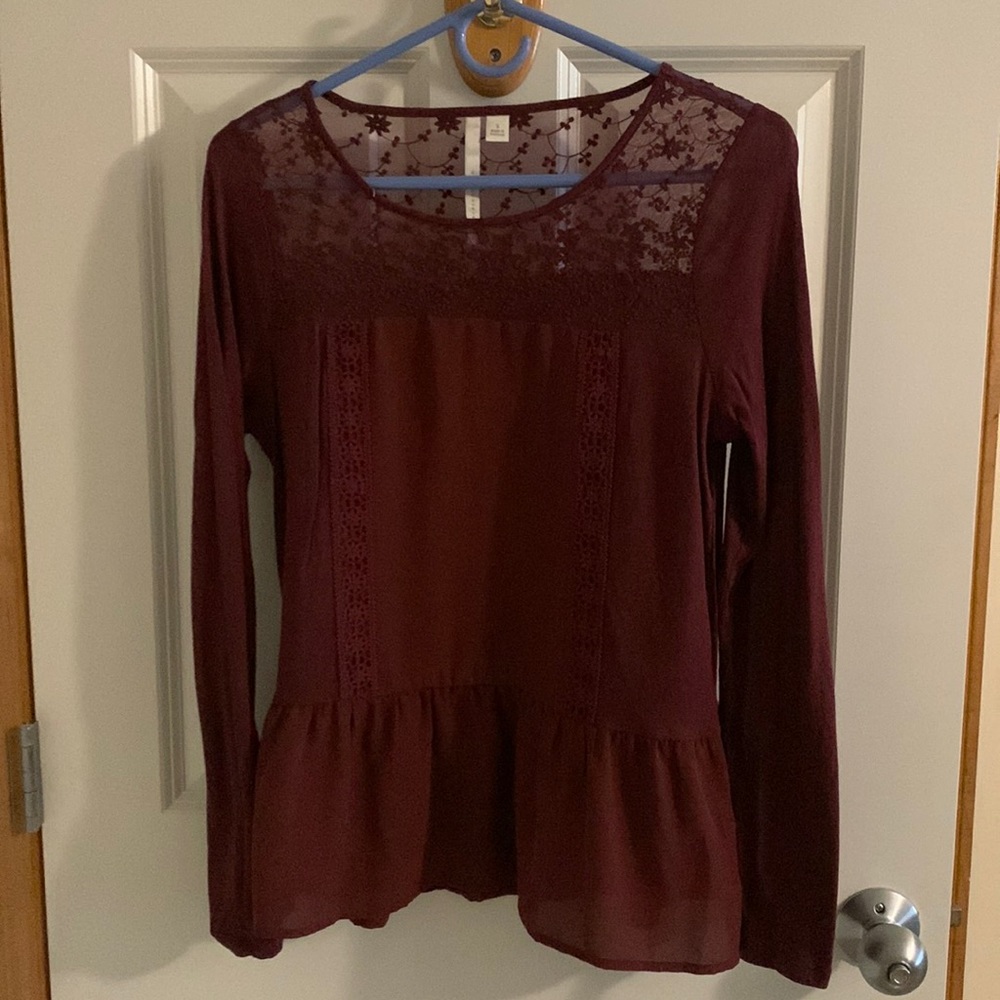 Maroon long sleeve top